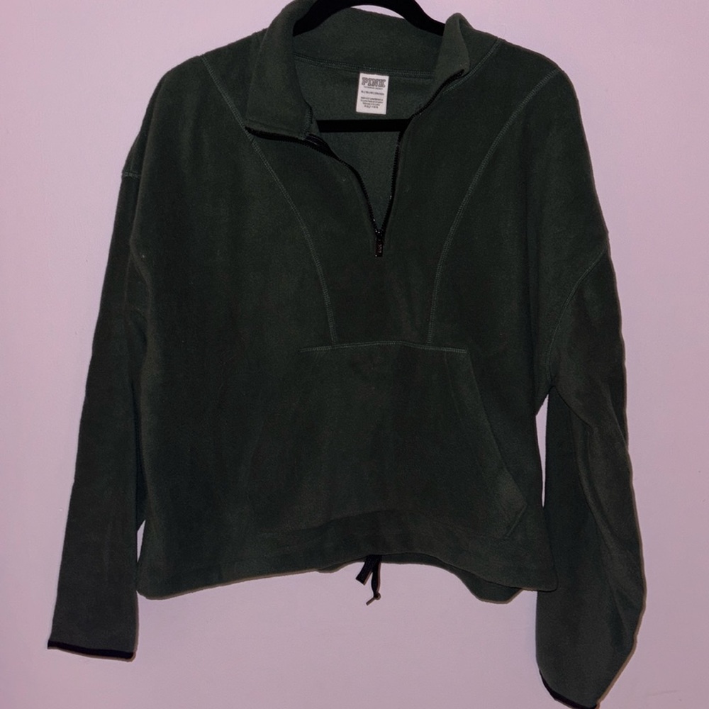 Dark green PINK quarter zip